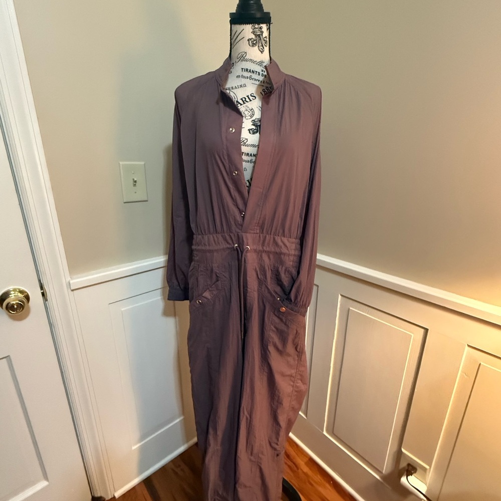 Keys Athleta By Alicia Keys Muted Plum Long Sleeve Jumpsuit with Open Back